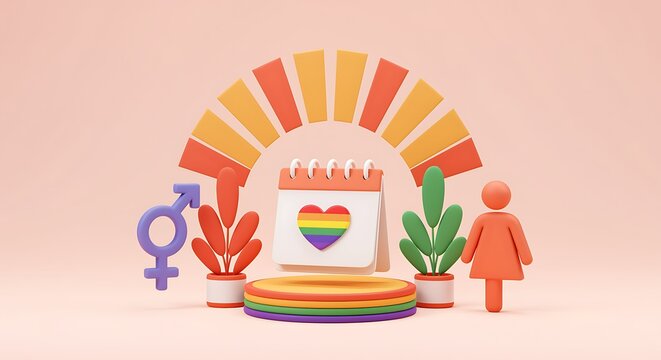 Celebrating Diversity and Inclusion a Vibrant Pride Month Illustration with Symbols
