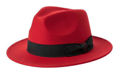 Stylish red fedora hat fashion accessory view isolated on transparent background