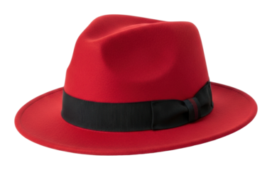 Stylish red fedora hat fashion accessory view isolated on transparent background