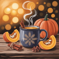 halloween pumpkin in a glass