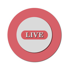 Red Live Broadcast Button Icon – Minimalist Circular Signal Design