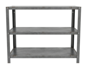 Industrial metal shelf design home storage solutions modern style isolated on transparent background
