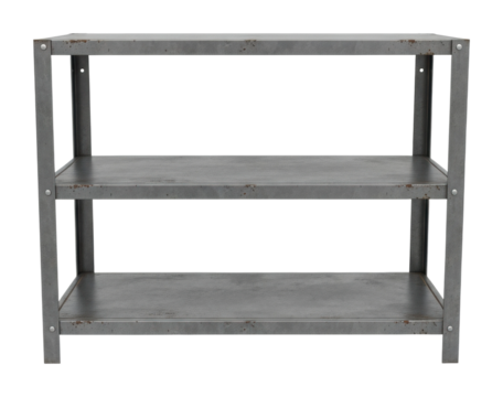 Industrial metal shelf design home storage solutions modern style isolated on transparent background