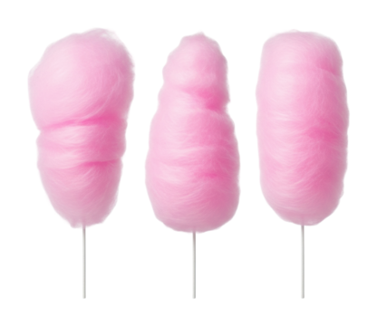 Sweet cotton candy treats at fair colorful dessert isolated on transparent background