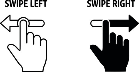 Swipe left and right hand gesture illustration