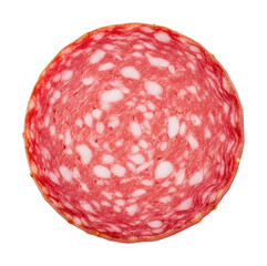 Slicing salami for tasty recipes kitchen food top-down isolated on transparent background