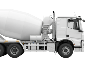 Cement truck delivery construction site vehicle urban side view isolated on transparent background