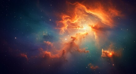 Majestic nebula in deep space vibrant colorful cosmic cloudscape image
