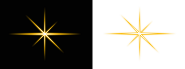 Golden Magic Light Beam Explosion with Sparkling Starburst. Fantasy Galaxy Glow Effect, Shining Flash and Transparent PNG Magical Universe Element