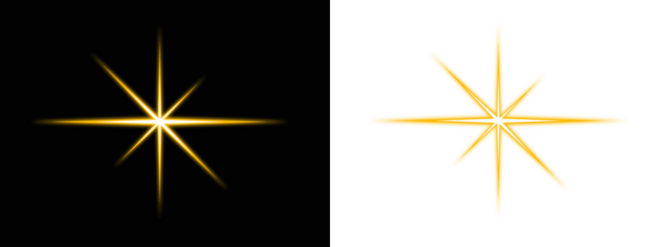 Golden Magic Light Beam Explosion with Sparkling Starburst. Fantasy Galaxy Glow Effect, Shining Flash and Transparent PNG Magical Universe Element