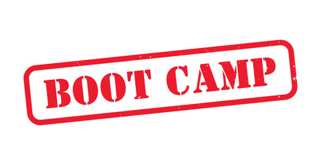 Fototapeta premium Boot Camp Red Grunge Stamp Badge Vector – Distressed Training Program Imprint Seal for Fitness, Military, and Workout Promotions