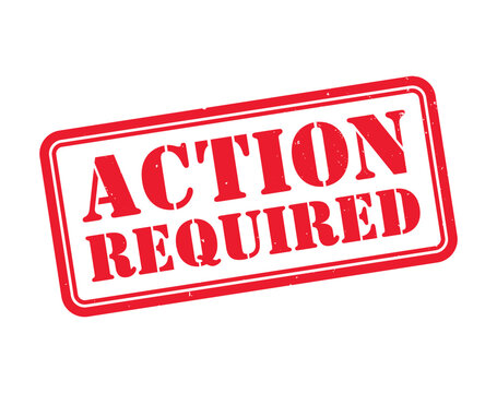 Action Required Red Grunge Stamp Badge Vector. Action Required imprint seal 