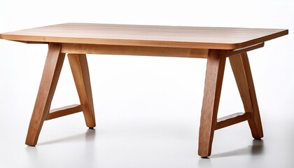 Fototapeta premium a simple light brown wooden lap desk with foldable legs isolated on white background