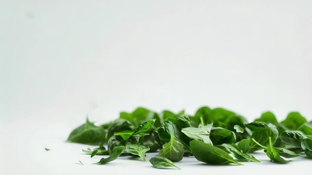 Video A bunch of fresh spinach leaves lifted into the air, great for food and cooking s