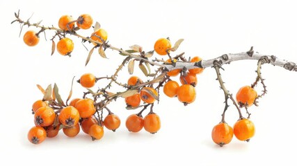 Video Freshly picked orange berries hanging from a branch, great for still life or fruit arrangements