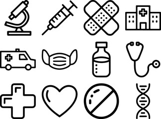 medical icons set in a simple vector illustration