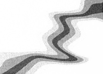 Macro halftone print forming a flowing, wave-like curve made of black diagonal dots and soft gradients on a transparent background.