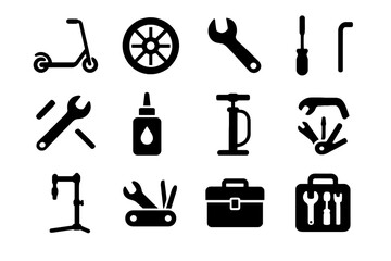 Obraz premium Mobility tool icon micro brake scooter tray repair oil vector pump chain