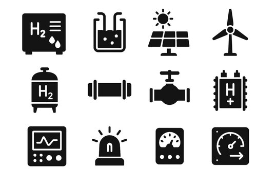 Vector icon panel stack module generator flow green array hydro unit hydrogen