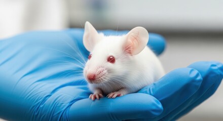 Mouse in hand for laboratory research