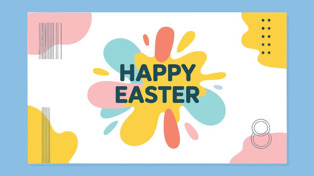 Happy easter greeting card with colorful abstract shapes and playful design elements