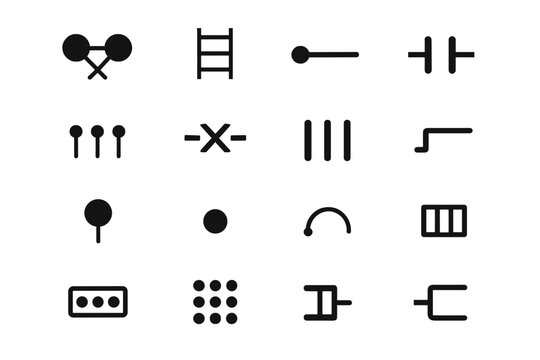 Icons pack shape quantum vector terminal control gate entanglement icon block circuit