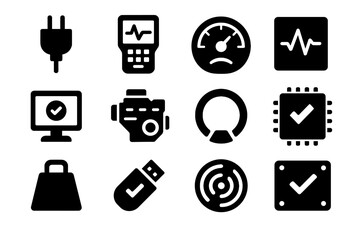 Icons diagnostic ring weight tool icon shape validation precision vector disc system