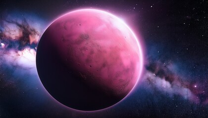 Naklejka premium Dusty Pink Planet In Deep Space