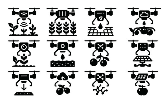 Panel transmitter algorithm analyzer drones sensor icon mapper module harvest vector predictor
