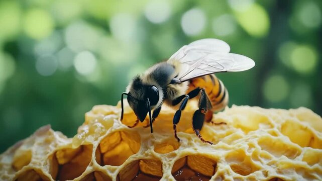 Bee and Honeycomb Clipart, An artistic representation of a bee and honeycomb