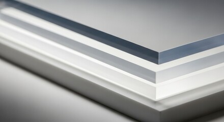 Stacked layers of transparent material forming abstract structure. Representation of data layering in big data systems. Future 6G network architecture and quantum communication concepts for