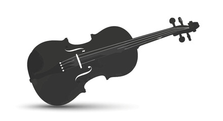 Obraz premium A striking black silhouette of a violin, a classic string instrument, is presented against a clean white background, evoking a sense of musical elegance and artistic simplicity