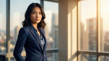 Fototapeta premium Confident Businesswoman in Modern Office Setting