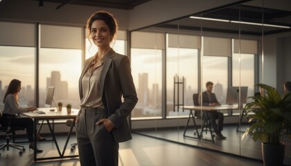 Empowered Businesswoman in Modern Office Environment