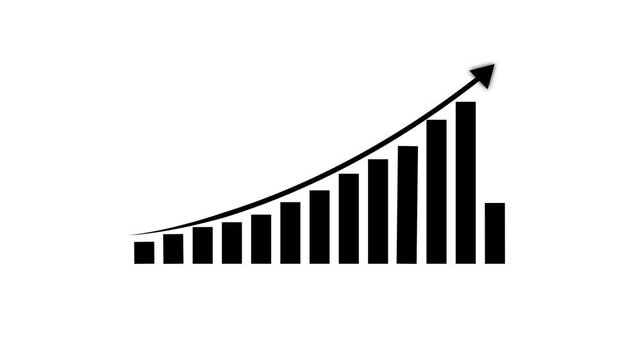 Bar chart for growing business progress by month. Developing company growth during the year. Technology hud style computer animation. Excellent financial status of corporate business rise up trending