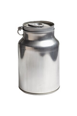 Aluminium milk can bottle isolated on a white or transparent PNG background. Perfect for dairy branding, packaging design, farm themes, and product mockups with a clean, rustic, and traditional style.