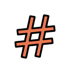 Obraz premium Illustration of a hashtag symbol in orange with a black outline on white background