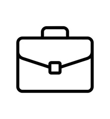 Illustration of a simple black and white briefcase with handle and closure box