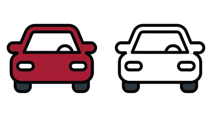 Fototapeta premium Two stylized car icons, one red and one white, against a plain background.