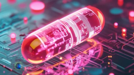 Digital pill technology for health, Digital pill technology showcasing a capsule with embedded sensors - Powered by Adobe