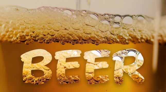 Refreshing Golden Beer with Bubbles and Foam