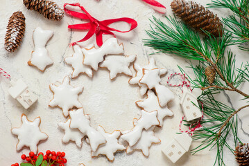 GINGERBREAD  on a Christmas rustic background