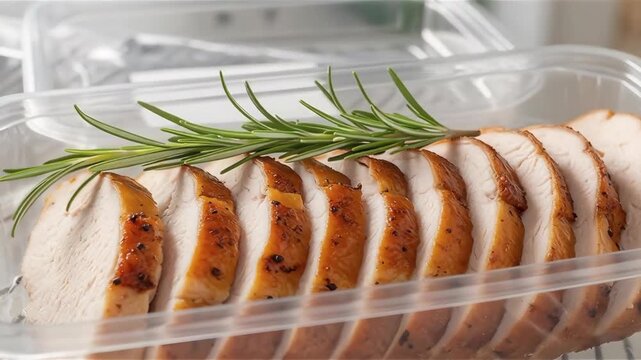 Holiday Takeaways: Sliced Roasted Turkey Breast in Clear Container for Easy Serving