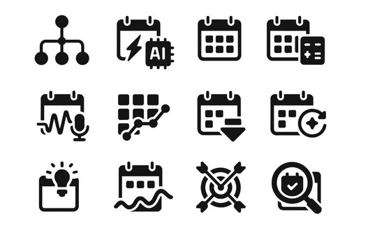 Ar node calendar wave ai contextual generator focus icon vector chip calculator