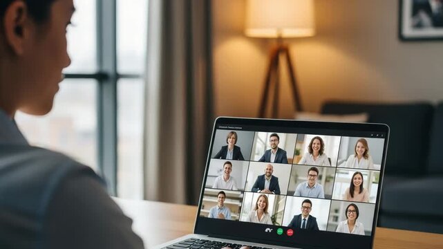 Confidently collaborating remotely, diverse professionals connect in a dynamic virtual meeting for business success. - Powered by Adobe