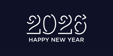 Happy New Year 2026 logo design. Typography text number 2026 New Year design graphic. word mark text 2026 symbol icon