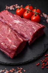 Raw meat, fresh beef tenderloin or filet mignon for grilling. Raw beef tenderloin