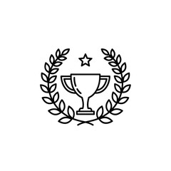 Obraz premium Trophy emblem with laurel wreath and star outline design 