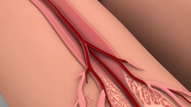 A 3D animation explaining the formation of Varicose Veins due to valve failure