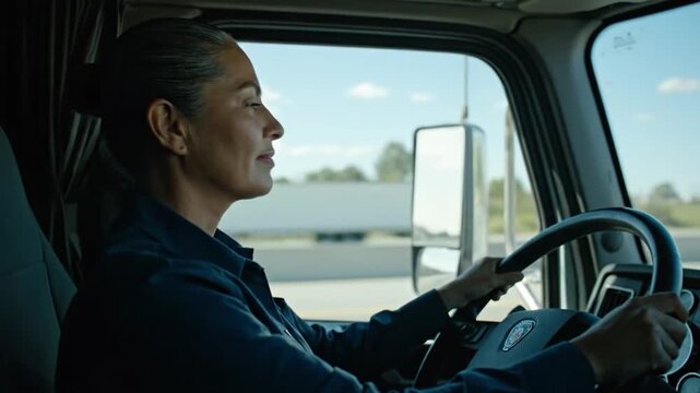 Woman, truck driver and smile with confidence for logistics and transport job, female empowerment